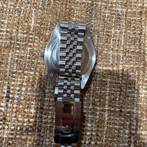 Rolex Silver Watch with Green Dial - Picture 3 of 5